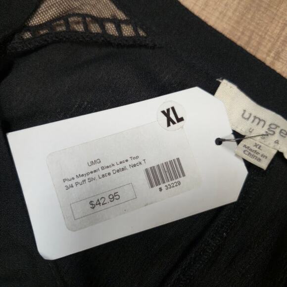 Umgee NWT Womens Lace Peasant Top Size XL Black Embroidered Bohemian Whimsigoth - Picture 4 of 9